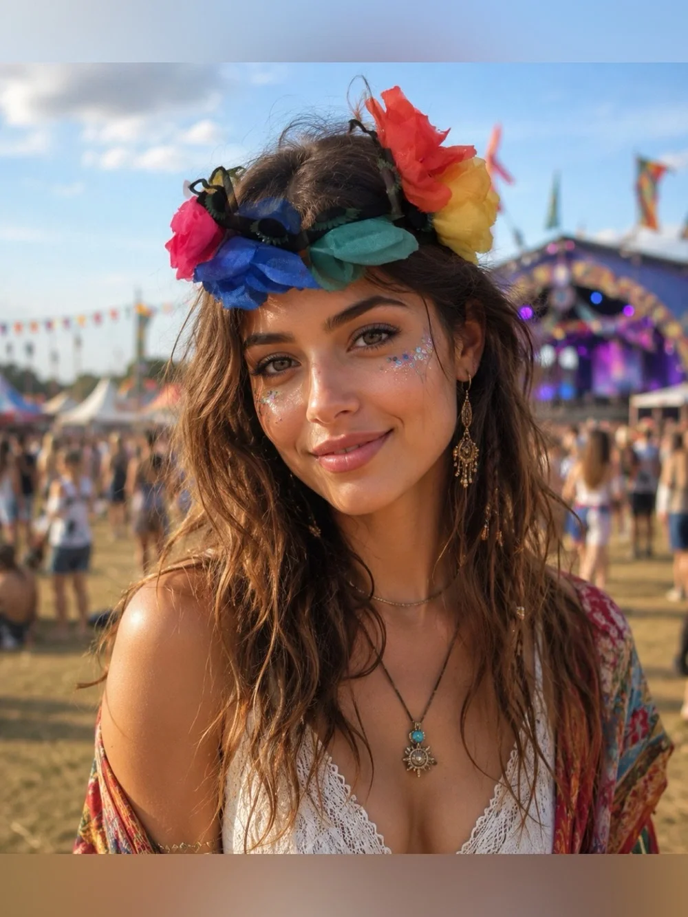 Rainbow Rose Floral Crown
